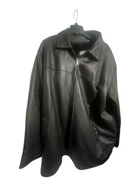 Men's Black Leather Zip-Front Jacket